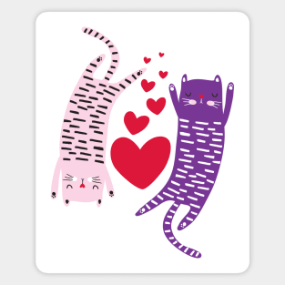 Cute Kittens Red Hearts Kitty Cat Lovers Valentines Day Magnet